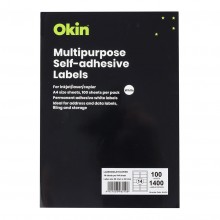 Okin Multipurpose Labels 14 Per Sheet 99.1x38.1mm, Pack of 100
